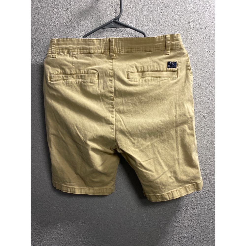 MBX Premium Goods Mens Chino Shorts Size 32 Yellow Khaki Tan Flat Front Cotton - Picture 3 of 3